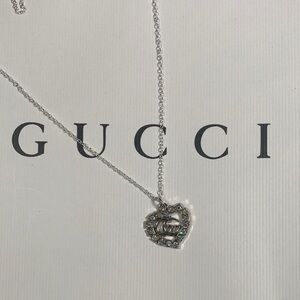 Beautiful Upcycled Gucci heart charm on 18” 925 silver chain